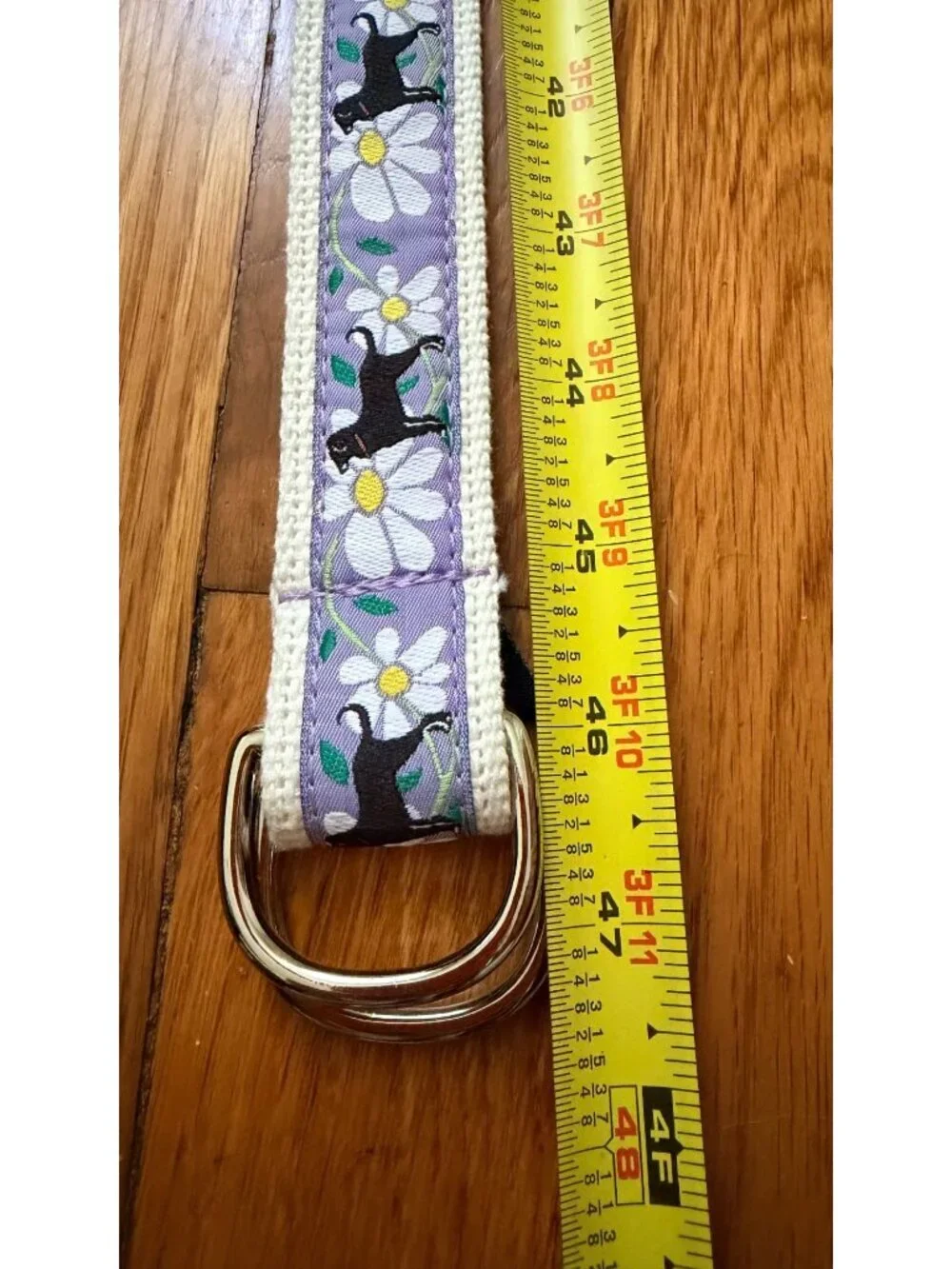 The Black Dog Daisy & Black Lab Purple Adjustable Fabric Belt Size Large